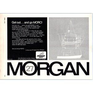 1971 Morgan Yacht Company 27 Midget Ocean Racing Club Vintage Print Ad Wall Art